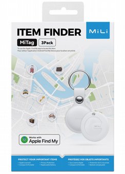 תגית איתור MiLi MiTag ל Apple Find My – כולל כיסוי עור ומחזיק מפתחות