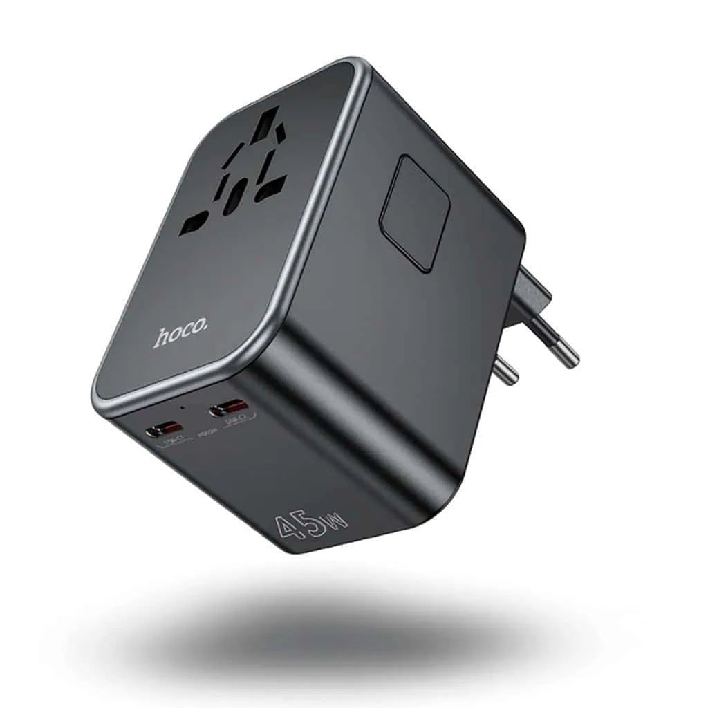 מטען אוניברסלי לחו"ל עם 3 חיבורי USB ו - Type - C מדגם HOCO AC32 - hoco - vaod