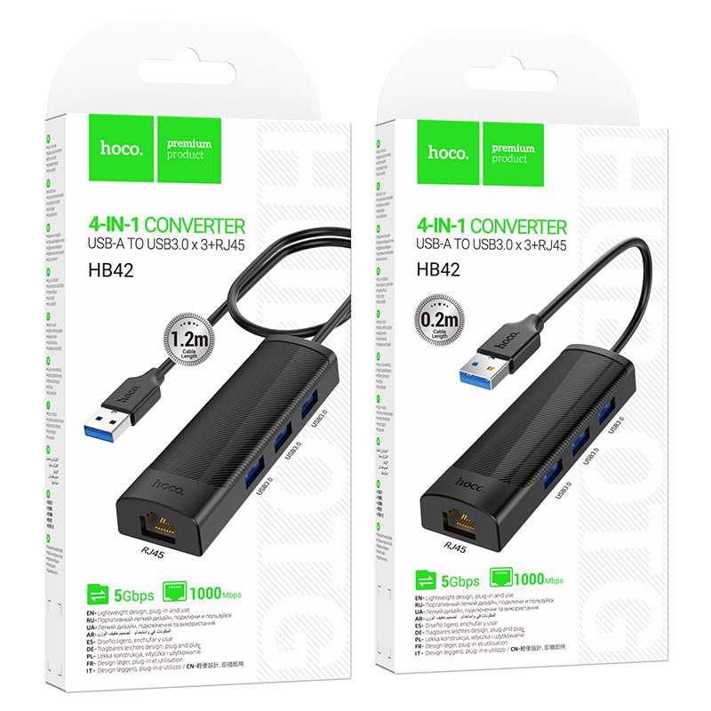 מתאם 4 ב-1 HOCO HB42 USB-A - hoco-vaod