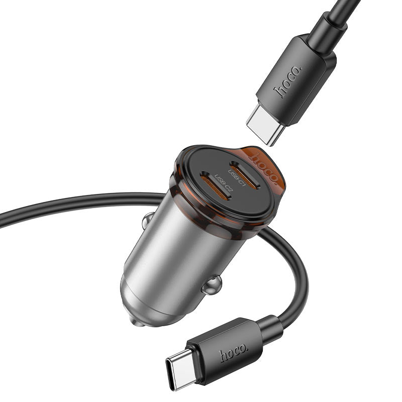 מטען רכב מהיר 45W בתקן PD + כבל Type - C ל - Lightning הוקו HOCO NZ16B - hoco - vaod