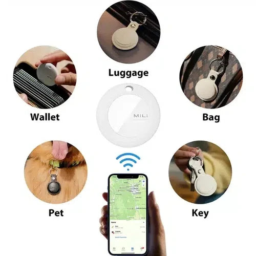תגית איתור MiLi MiTag ל Apple Find My – כולל כיסוי עור ומחזיק מפתחות