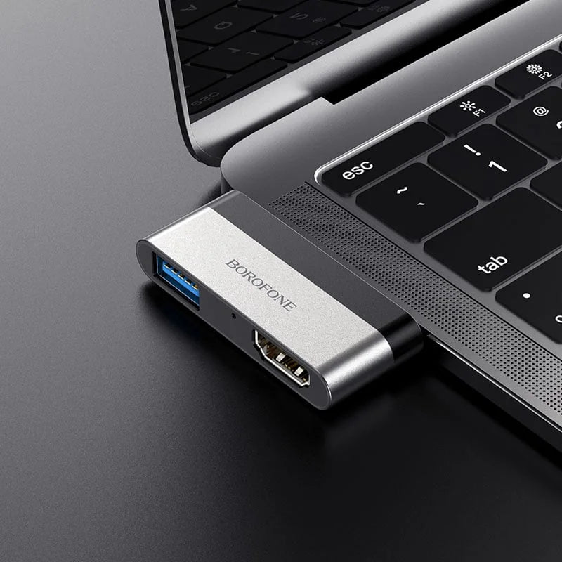מתאם USB-C ל-HDMI ו-USB 3.0 BOROFONE DH2