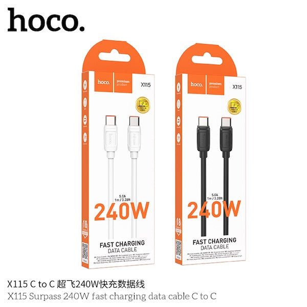 כבל טעינה ונתונים מהיר USB - C ל - USB - C עוצמתי HOCO X115 - hoco - vaod